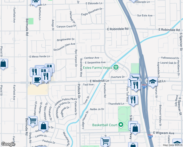 map of restaurants, bars, coffee shops, grocery stores, and more near 887 Brass Ring Road in Las Vegas
