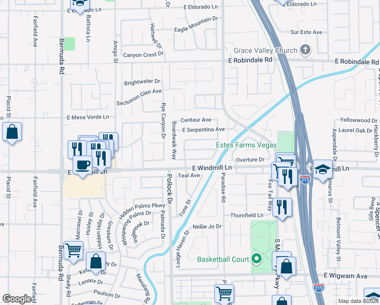 map of restaurants, bars, coffee shops, grocery stores, and more near 887 Brass Ring Road in Las Vegas