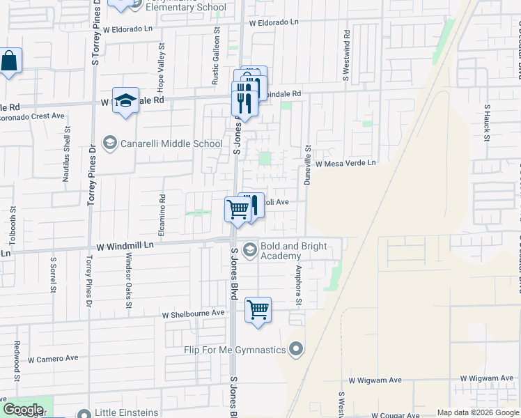 map of restaurants, bars, coffee shops, grocery stores, and more near 5994 Secret Island Drive in Las Vegas