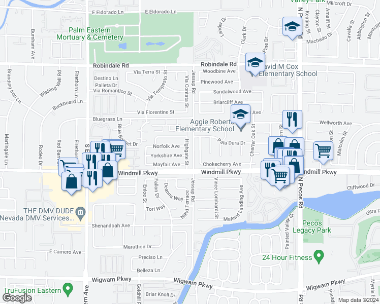 map of restaurants, bars, coffee shops, grocery stores, and more near 216 Highgate Street in Henderson