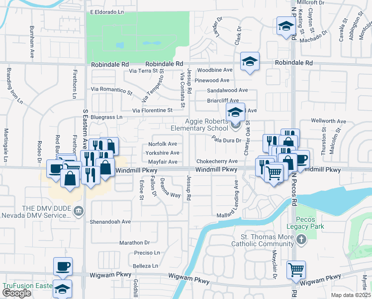 map of restaurants, bars, coffee shops, grocery stores, and more near 216 Highgate Street in Henderson