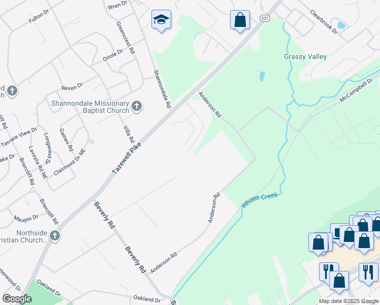 map of restaurants, bars, coffee shops, grocery stores, and more near 5008 Dovewood Way in Knoxville