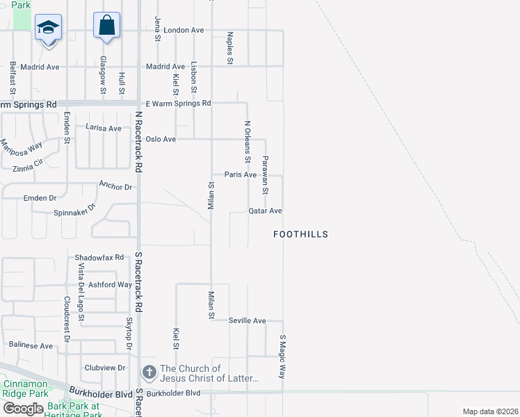 map of restaurants, bars, coffee shops, grocery stores, and more near 2 Parawan Street in Henderson