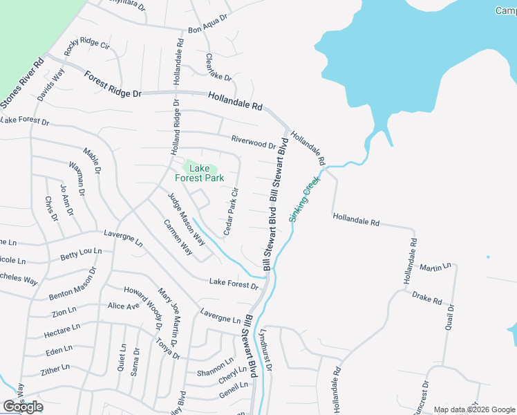 map of restaurants, bars, coffee shops, grocery stores, and more near 106 Redbud Lane in La Vergne