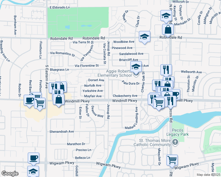 map of restaurants, bars, coffee shops, grocery stores, and more near 2763 Chokecherry Avenue in Henderson