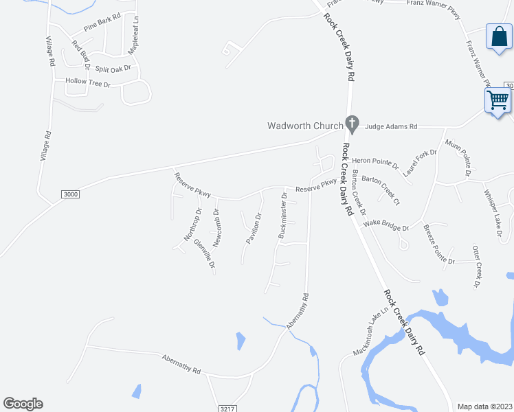 map of restaurants, bars, coffee shops, grocery stores, and more near 1904 Pavilion Drive in Whitsett