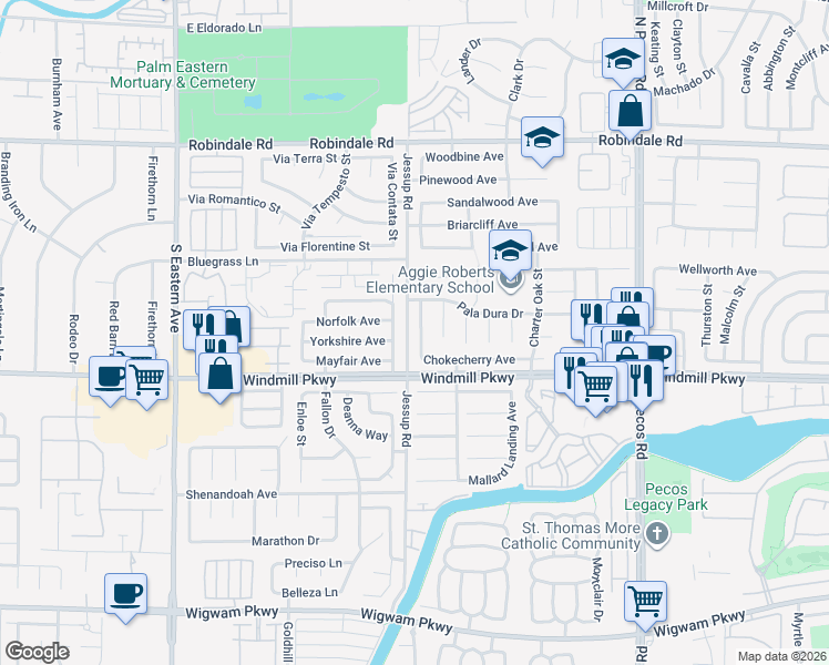map of restaurants, bars, coffee shops, grocery stores, and more near 2760 Chokecherry Avenue in Henderson