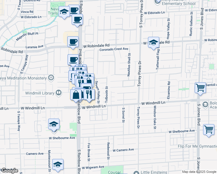 map of restaurants, bars, coffee shops, grocery stores, and more near 7980 Tolbooth Street in Las Vegas