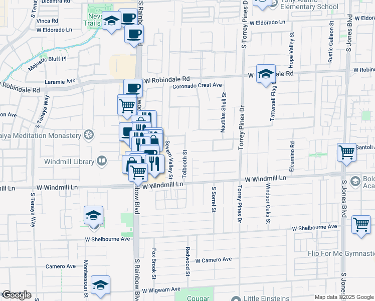 map of restaurants, bars, coffee shops, grocery stores, and more near 7980 Tolbooth Street in Las Vegas