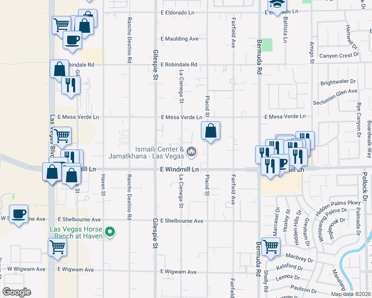 map of restaurants, bars, coffee shops, grocery stores, and more near 8030 La Cienega Street in Las Vegas