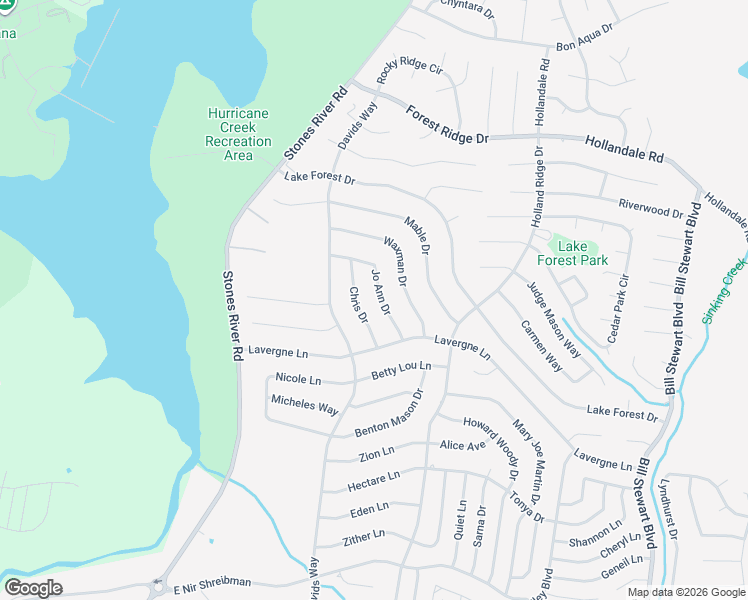 map of restaurants, bars, coffee shops, grocery stores, and more near 1620 Jo Ann Drive in La Vergne