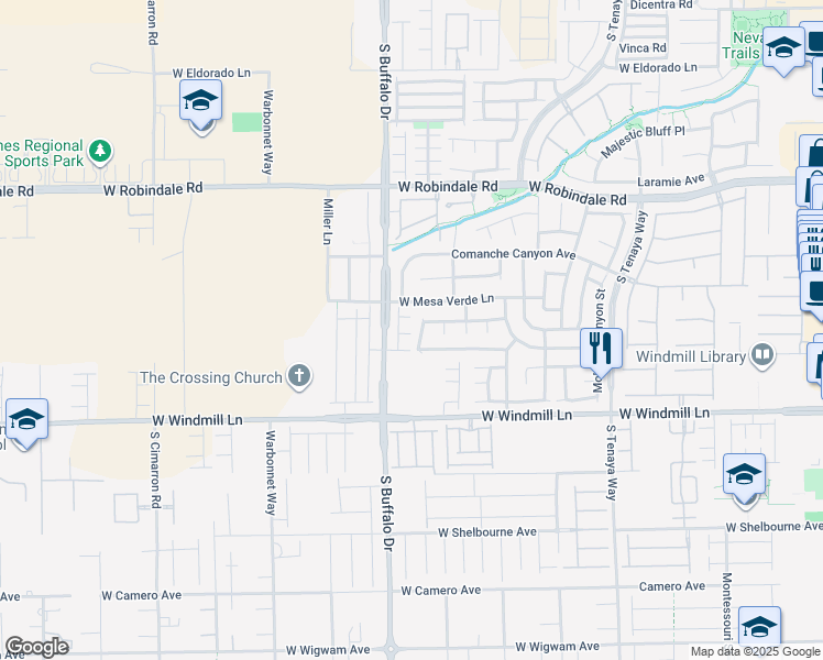 map of restaurants, bars, coffee shops, grocery stores, and more near 7756 Seville Estates Court in Las Vegas