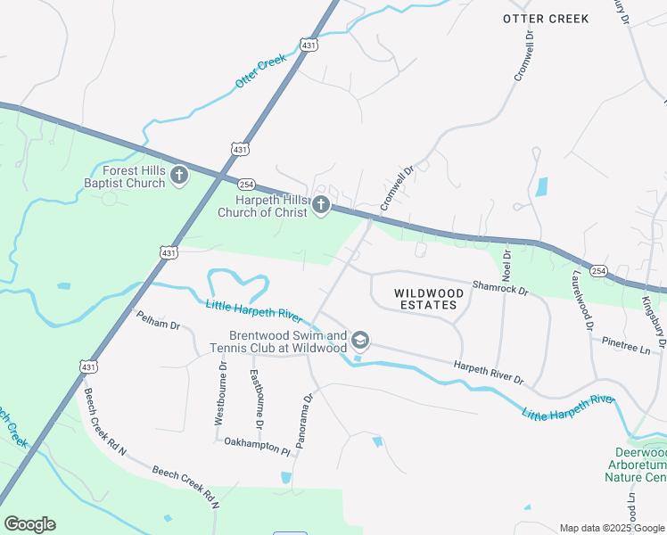 map of restaurants, bars, coffee shops, grocery stores, and more near 6317 Wildwood Valley Drive in Brentwood