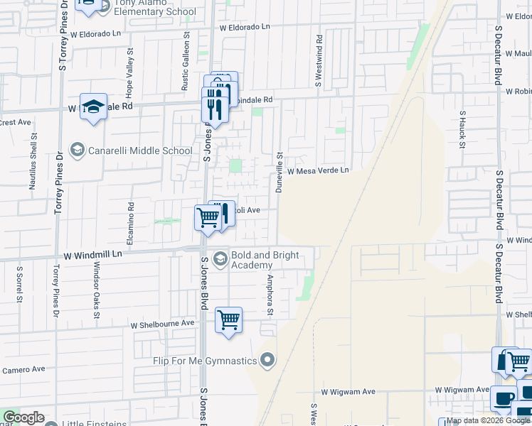 map of restaurants, bars, coffee shops, grocery stores, and more near 5892 Secret Island Drive in Las Vegas