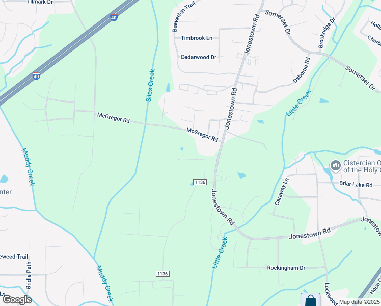 map of restaurants, bars, coffee shops, grocery stores, and more near 1526 Jonestown Road in Winston-Salem