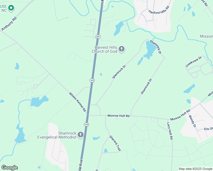 map of restaurants, bars, coffee shops, grocery stores, and more near 1801 Shamrock Drive in Burlington
