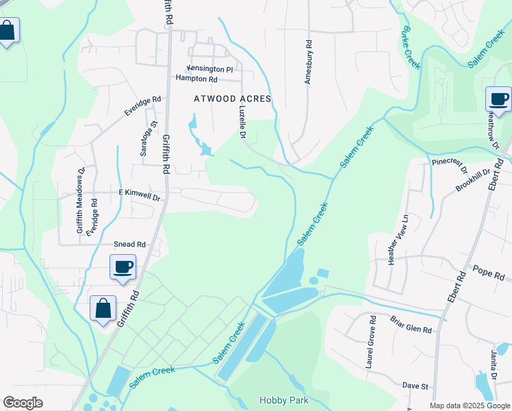 map of restaurants, bars, coffee shops, grocery stores, and more near 3097 Hyde Place Circle in Winston-Salem