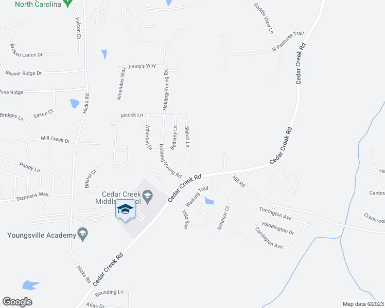 map of restaurants, bars, coffee shops, grocery stores, and more near 15 Goshen Lane in Youngsville