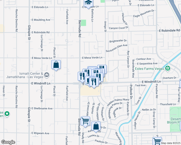 map of restaurants, bars, coffee shops, grocery stores, and more near 8040 Battista Lane in Las Vegas