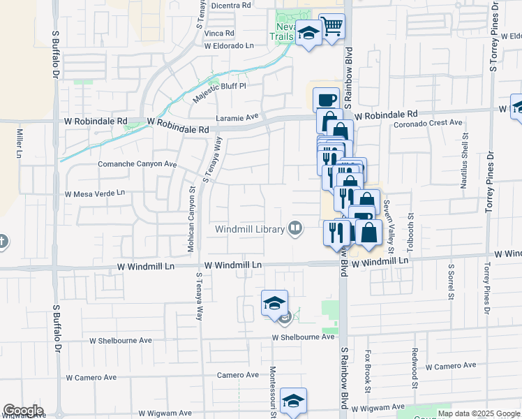 map of restaurants, bars, coffee shops, grocery stores, and more near 7970 Carson Creek Street in Las Vegas