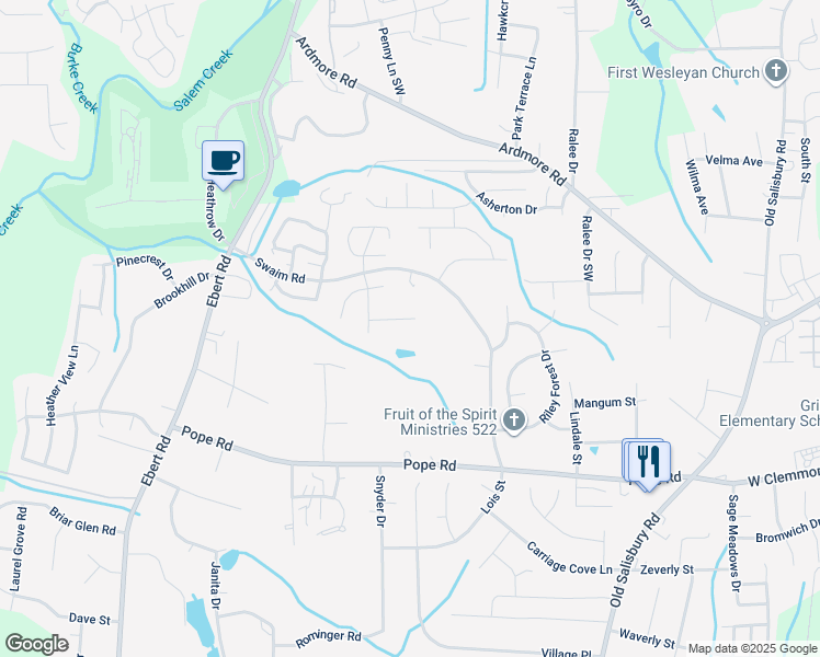 map of restaurants, bars, coffee shops, grocery stores, and more near 1972 Tea Berry Lane in Winston-Salem