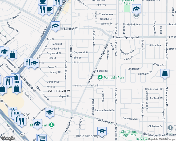 map of restaurants, bars, coffee shops, grocery stores, and more near 839 Fairview Drive in Henderson