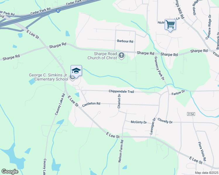 map of restaurants, bars, coffee shops, grocery stores, and more near 3515 Chippendale Trail in Greensboro