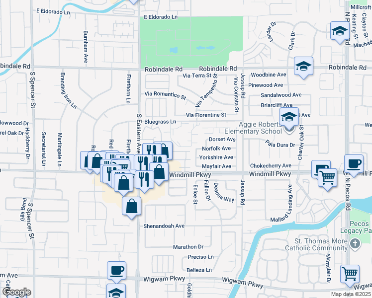 map of restaurants, bars, coffee shops, grocery stores, and more near 2668 Wild Ambrosia Avenue in Henderson