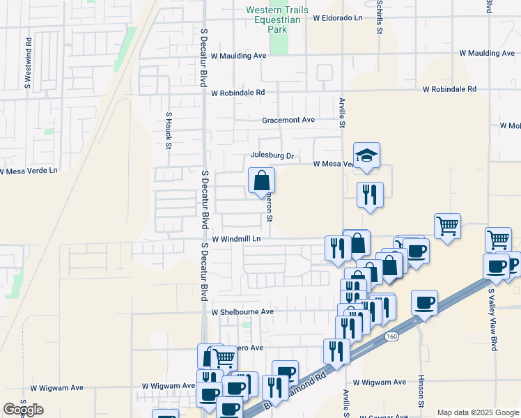 map of restaurants, bars, coffee shops, grocery stores, and more near 4656 Pagosa Springs Drive in Las Vegas