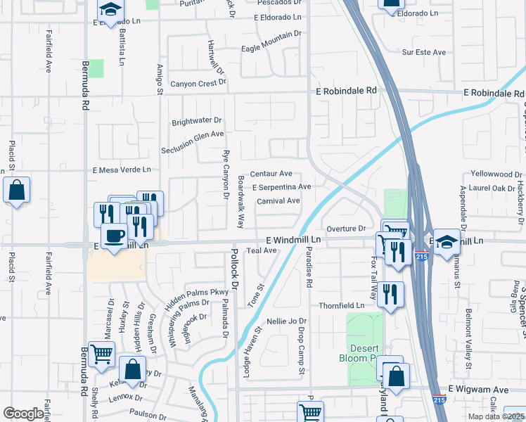 map of restaurants, bars, coffee shops, grocery stores, and more near 862 Brass Ring Road in Las Vegas