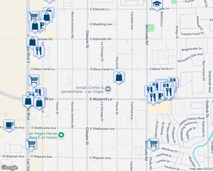 map of restaurants, bars, coffee shops, grocery stores, and more near 8090 La Cienega Street in Las Vegas