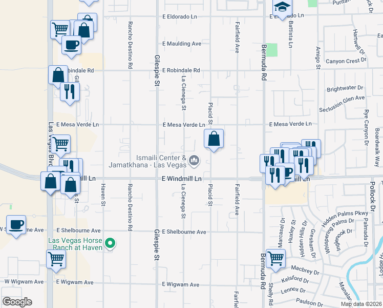 map of restaurants, bars, coffee shops, grocery stores, and more near 8020 La Cienega Street in Las Vegas