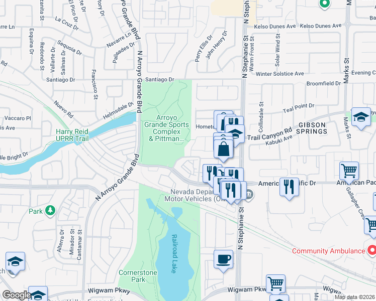 map of restaurants, bars, coffee shops, grocery stores, and more near 229 Moonshot Street in Henderson