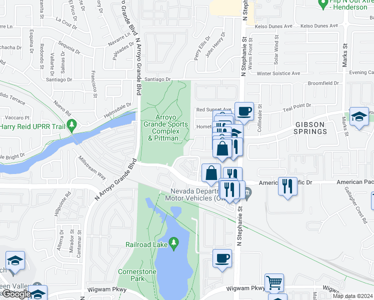 map of restaurants, bars, coffee shops, grocery stores, and more near 229 Moonshot Street in Henderson