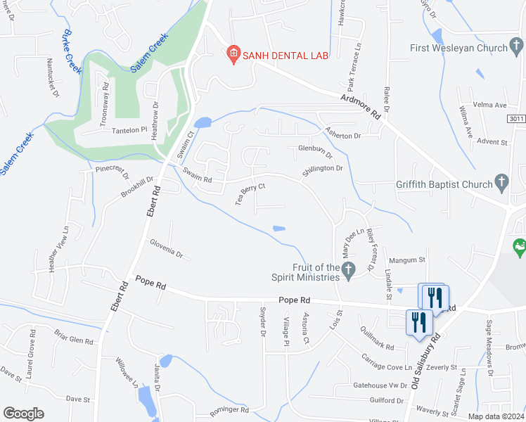 map of restaurants, bars, coffee shops, grocery stores, and more near 1992 Tea Berry Lane in Winston-Salem