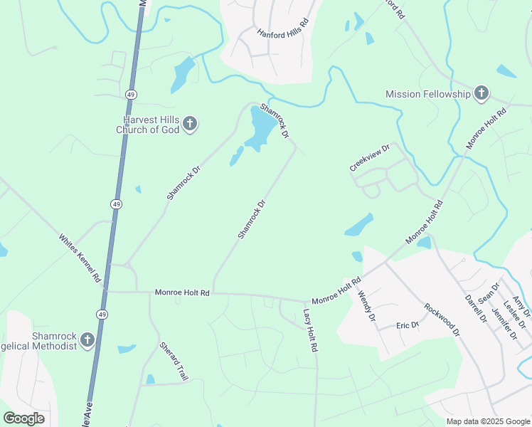 map of restaurants, bars, coffee shops, grocery stores, and more near 1307 Shamrock Drive in Burlington