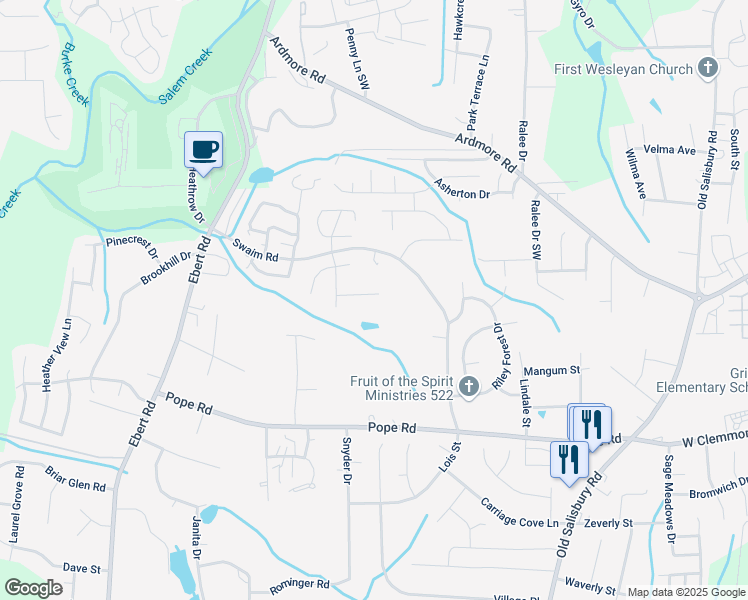 map of restaurants, bars, coffee shops, grocery stores, and more near 1972 Tea Berry Lane in Winston-Salem