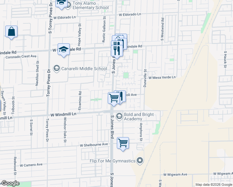 map of restaurants, bars, coffee shops, grocery stores, and more near 6094 Secret Island Drive in Las Vegas