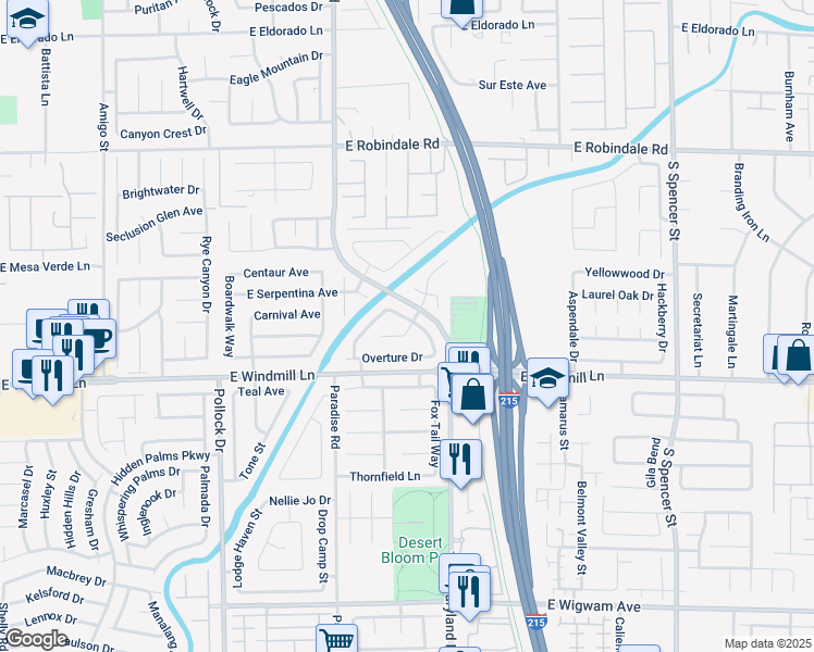 map of restaurants, bars, coffee shops, grocery stores, and more near 8015 South Counterpoint Lane in Las Vegas