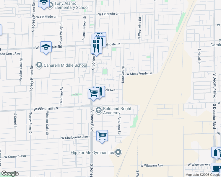 map of restaurants, bars, coffee shops, grocery stores, and more near 5892 Secret Island Drive in Las Vegas