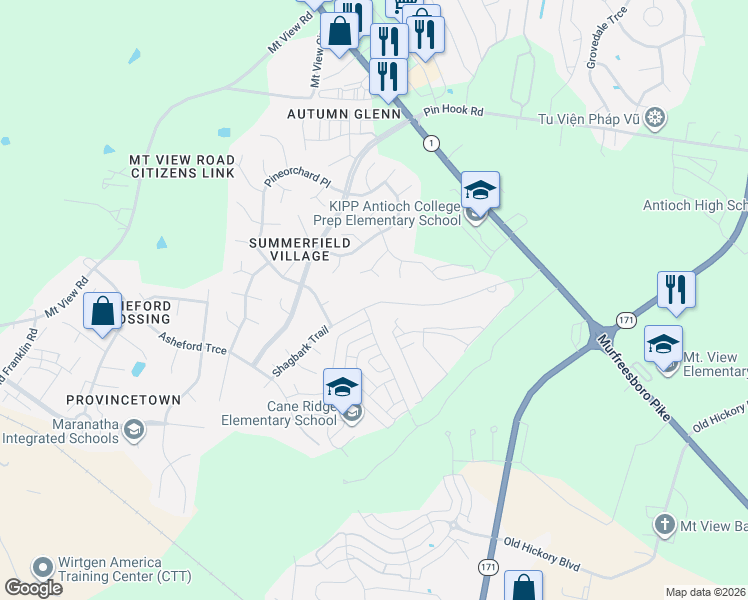 map of restaurants, bars, coffee shops, grocery stores, and more near 5060 Mountain Springs Road in Nashville