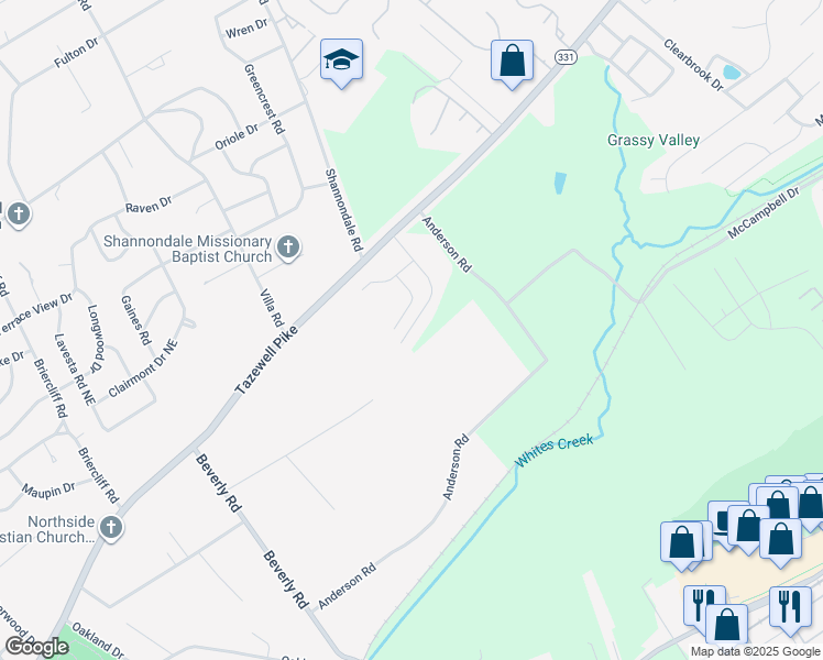 map of restaurants, bars, coffee shops, grocery stores, and more near 5008 Dovewood Way in Knoxville