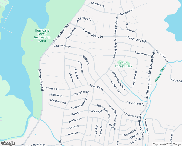 map of restaurants, bars, coffee shops, grocery stores, and more near 662 Mable Drive in La Vergne