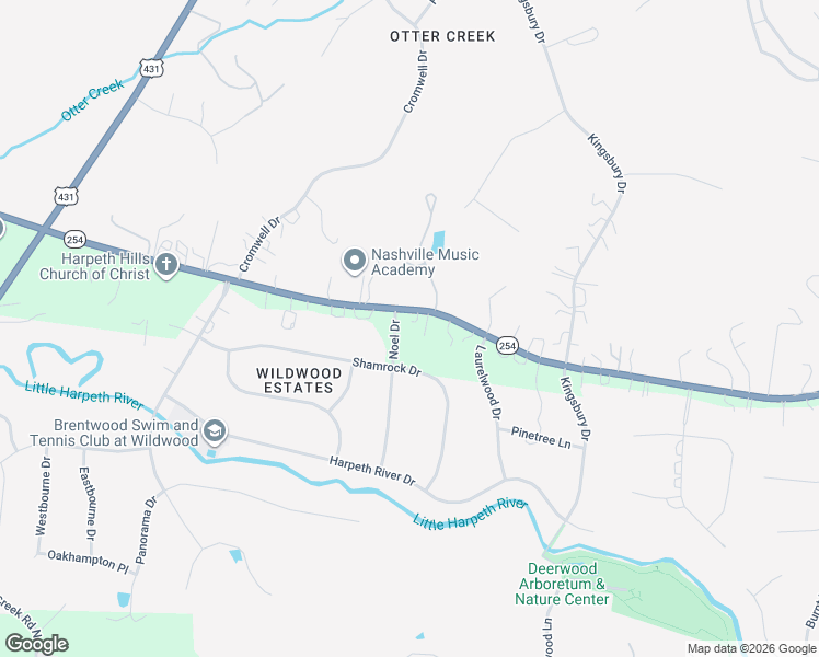map of restaurants, bars, coffee shops, grocery stores, and more near 1829 Old Hickory Boulevard in Brentwood