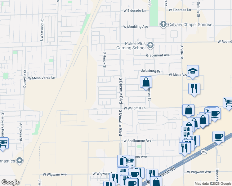 map of restaurants, bars, coffee shops, grocery stores, and more near in Las Vegas