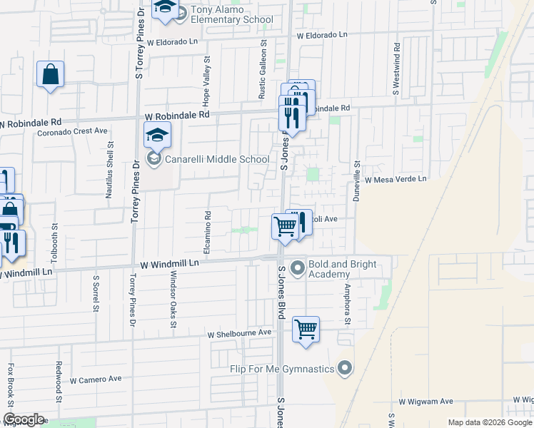 map of restaurants, bars, coffee shops, grocery stores, and more near 8028 Dutch Villas Street in Las Vegas