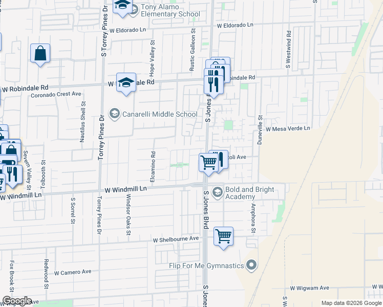 map of restaurants, bars, coffee shops, grocery stores, and more near 8028 Dutch Villas Street in Las Vegas