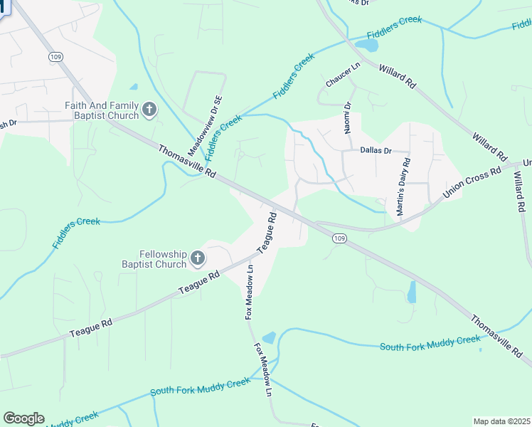 map of restaurants, bars, coffee shops, grocery stores, and more near 1299 Teague Road in Winston-Salem