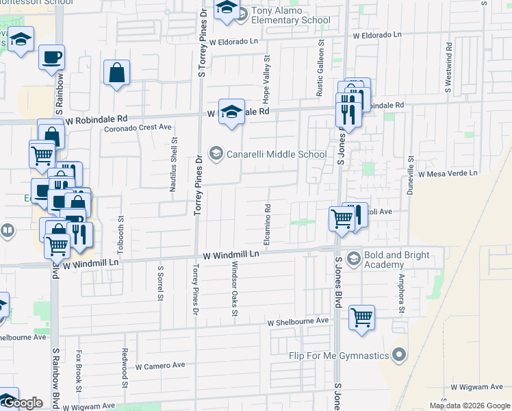 map of restaurants, bars, coffee shops, grocery stores, and more near 6343 Isabel Cove Avenue in Las Vegas