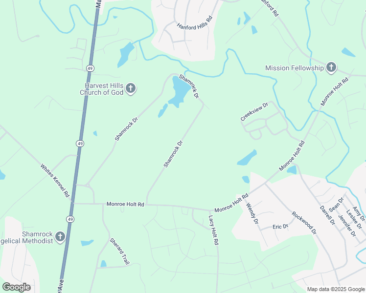 map of restaurants, bars, coffee shops, grocery stores, and more near 1307 Shamrock Drive in Burlington